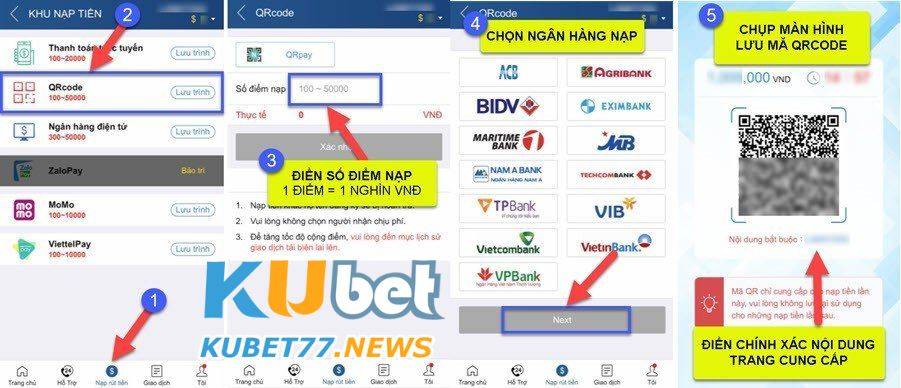 Nạp tiền Kubet bằng mã QR